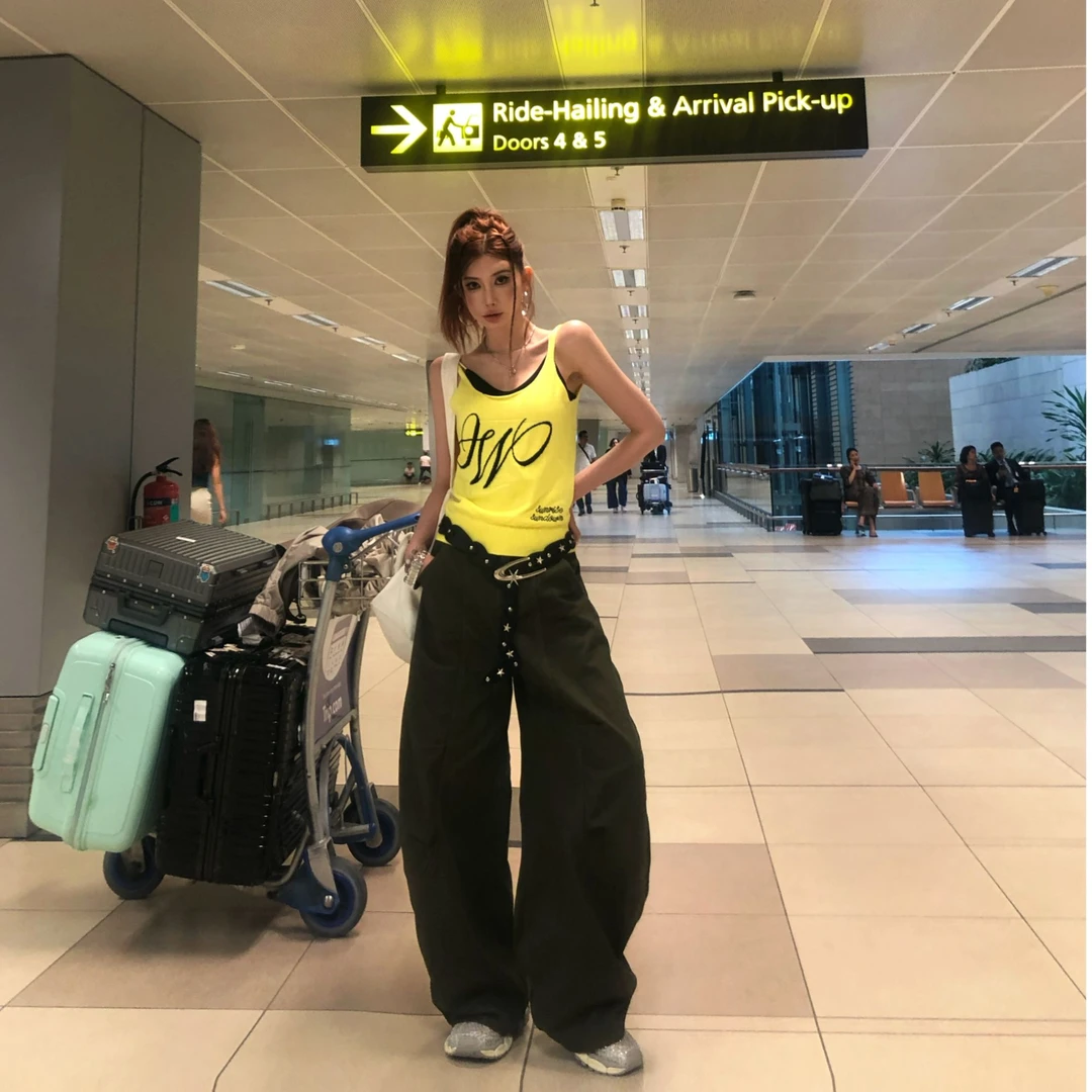 LI婉君【新加坡机场裤】韩系时尚休闲百搭阔腿牛仔裤LWJ25A1K555