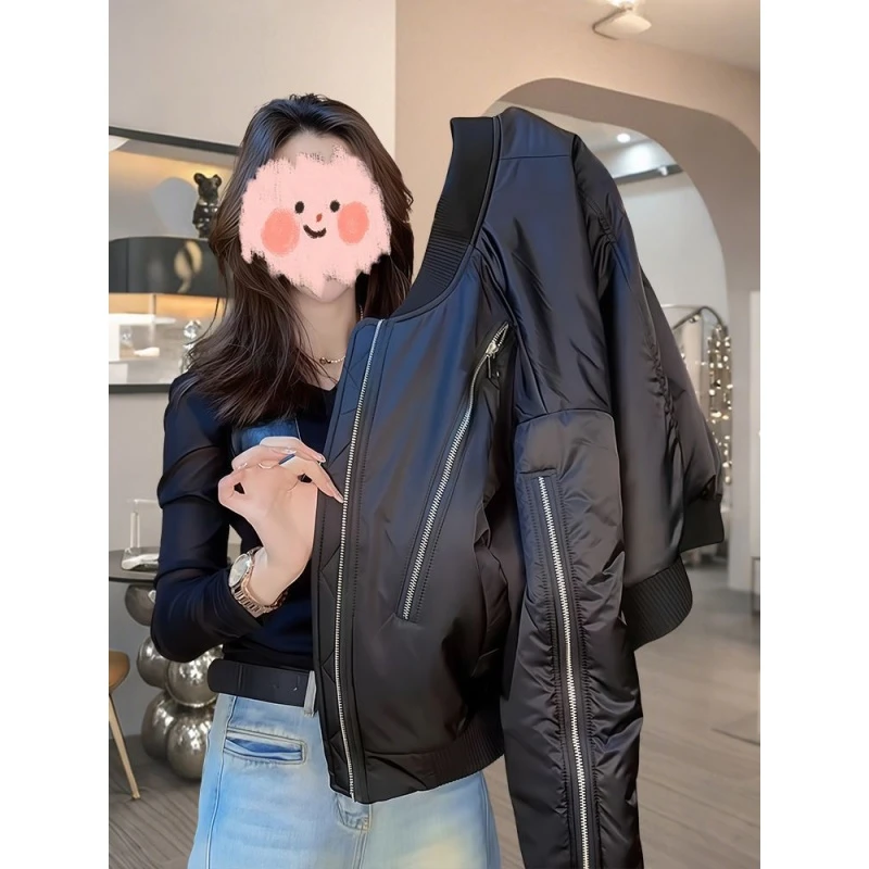 【300斤胖妹妹】早秋新款欧洲站减龄短款棒球服小个子洋气夹克外套