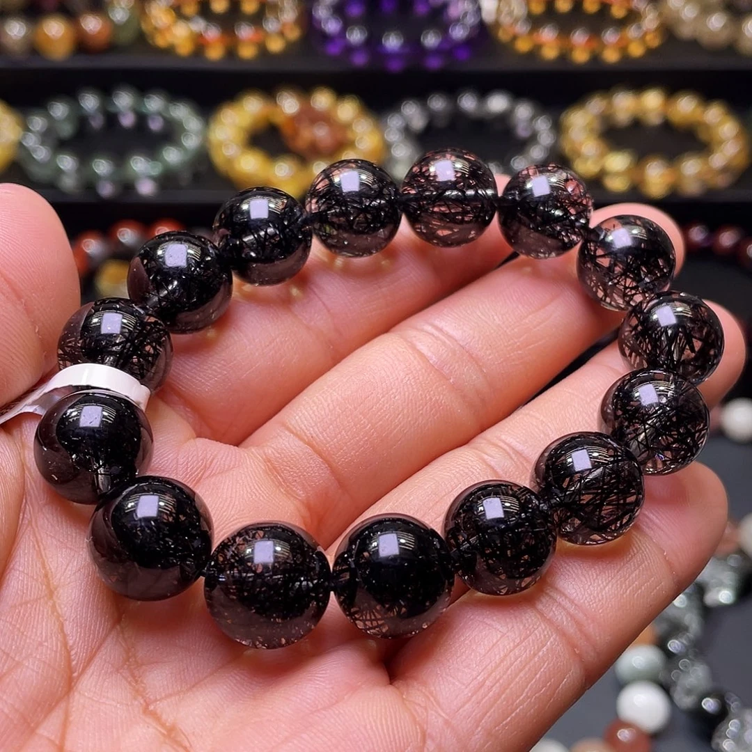 手链水晶未镶嵌毕业级蕾丝黑发晶14mm