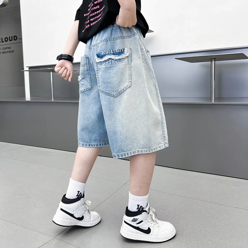 男童夏季牛仔短裤2025新款夏款中大儿童夏装男孩中裤子薄款五分裤