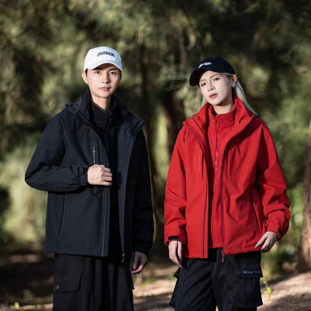 冲锋外套三合一男女2025新款秋冬抓绒内胆防风夹克户外女