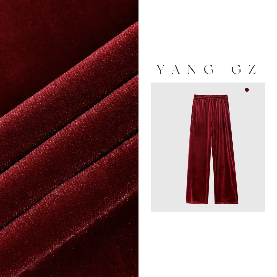 YANG GZ【红颜知己】高定丝绒宽松直筒阔腿裤休闲裤女 GZ25SG9392