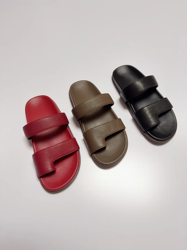 耐脏低跟平底法式纳帕纹一字拖方头沙滩沙丘废土风