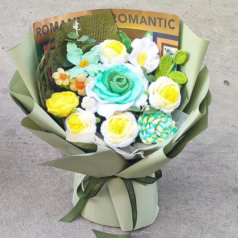 【青春永驻】绿色泰玫毛线创意花束礼物送女友送闺蜜送妈妈A27