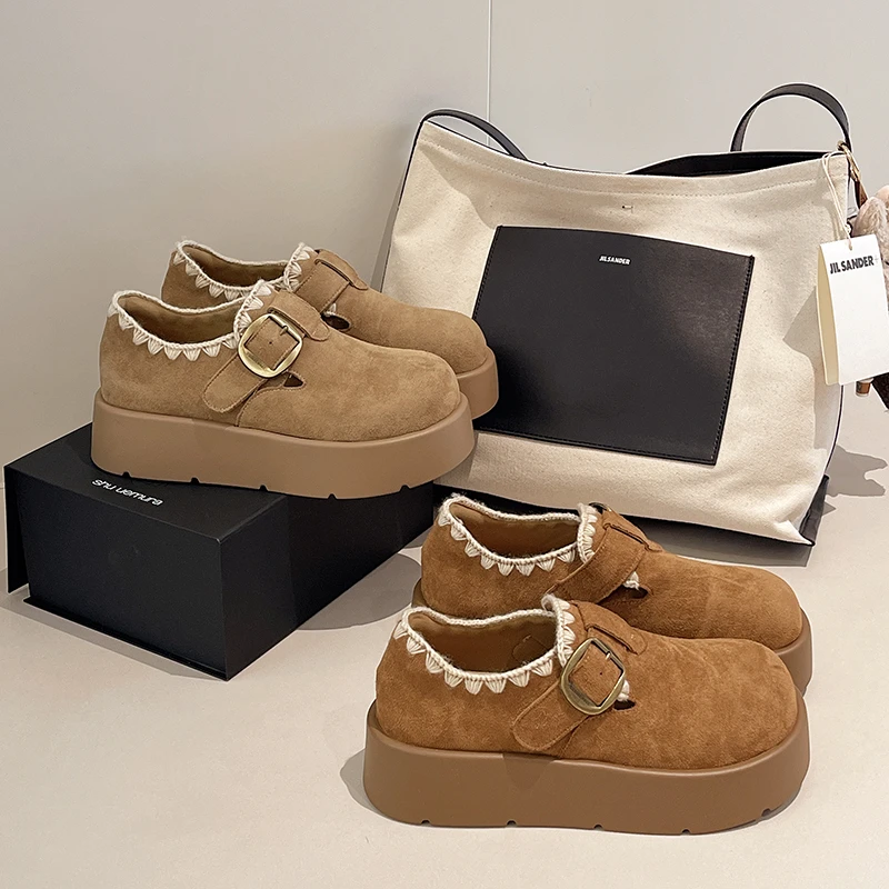 厚底增高全包勃肯鞋女2025新款秋季一脚蹬博肯单鞋休闲豆豆乐福鞋