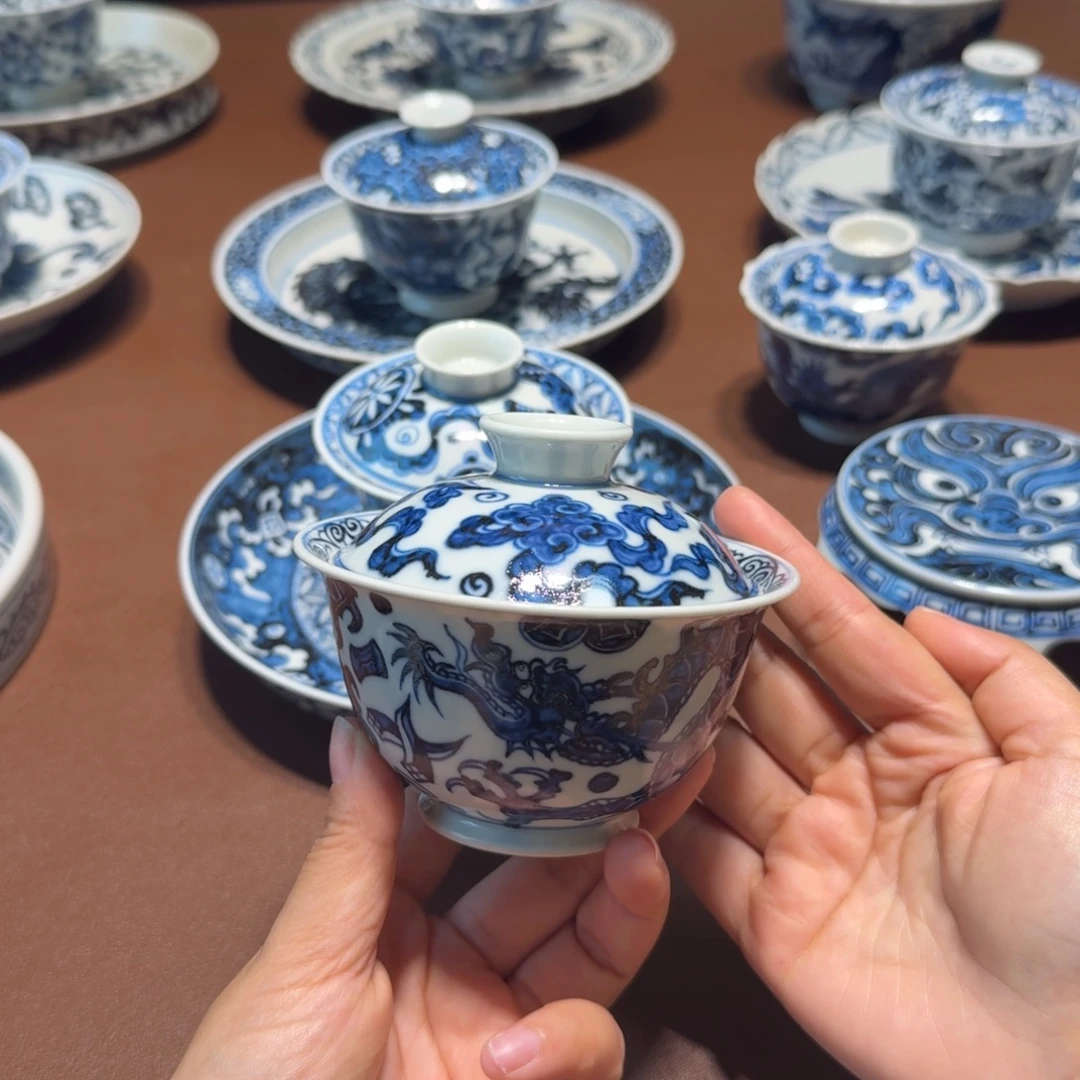 手工手绘茶具盖碗