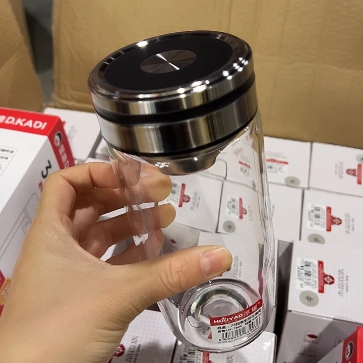 厚耀单层烫手玻璃杯500黑色玻璃杯