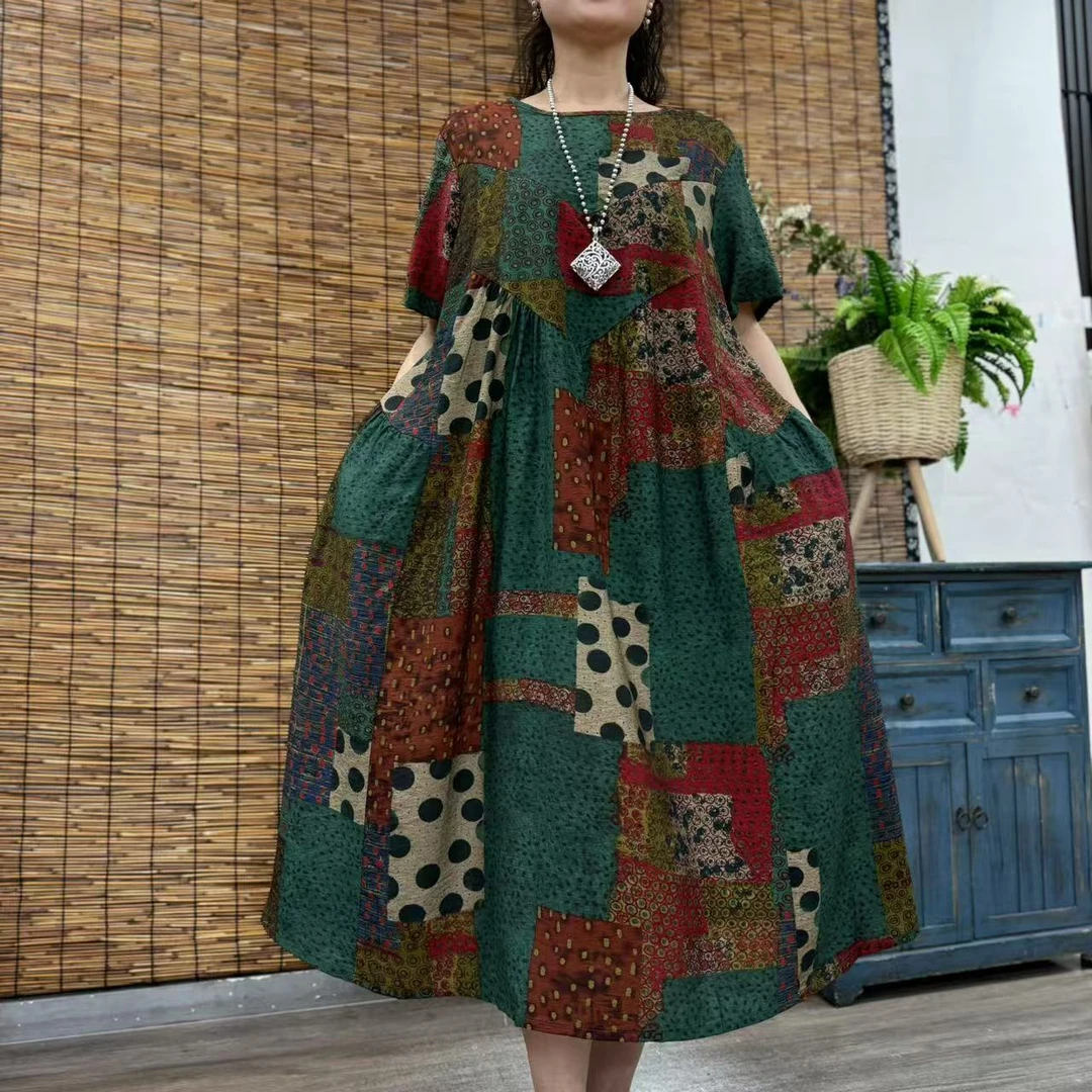 7176夏季新款倒三角优雅减龄显瘦洋气短袖连衣裙QZ