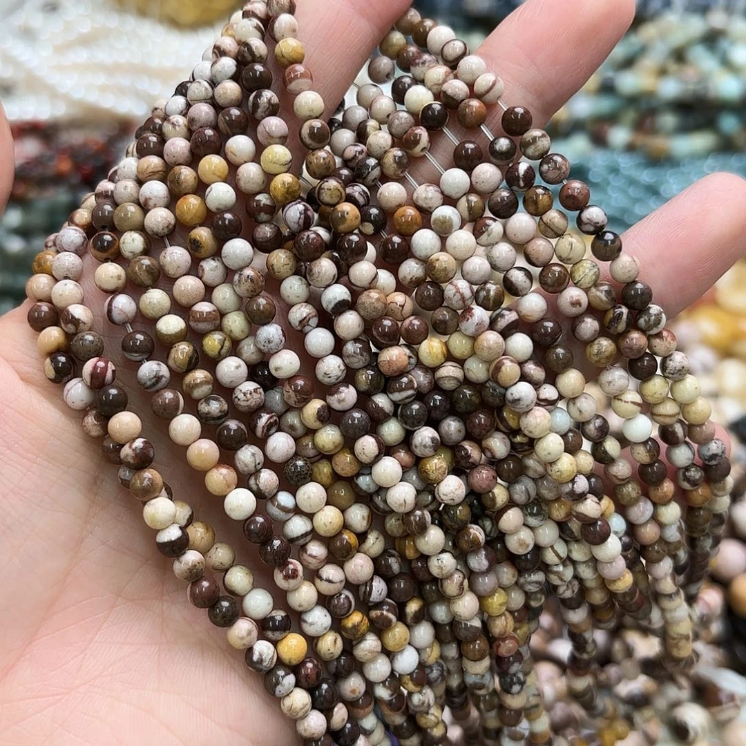 玛瑙/玉髓未镶嵌珠宝半成品卡4奥斑马圆珠一条