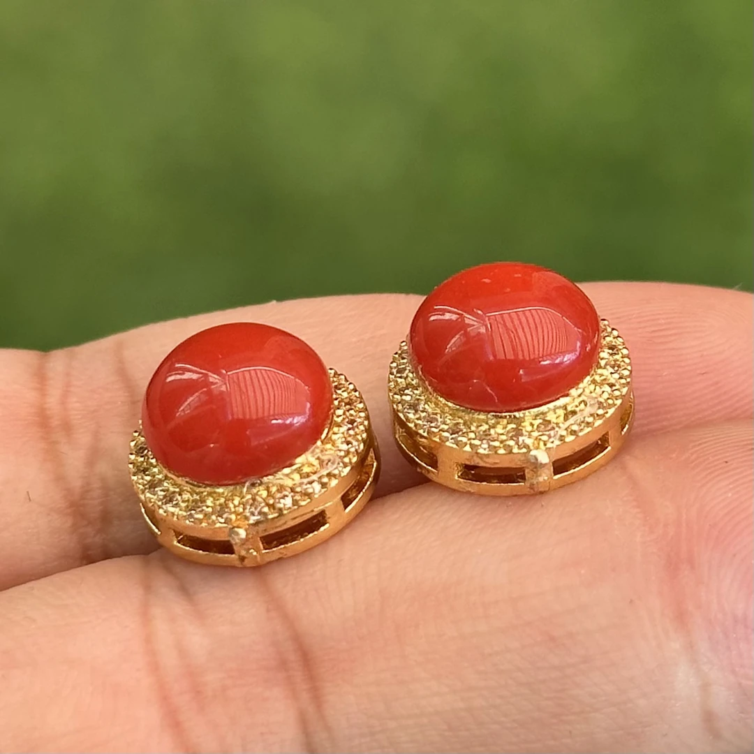 铜合金大理石耳饰 新款红色阿卡百搭款耳钉