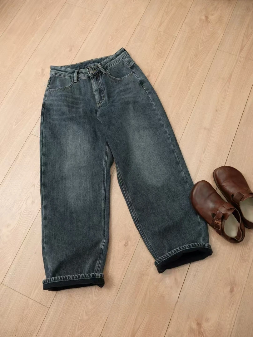 66231牛仔加绒显瘦休闲时尚阔腿裤臀围118 cm裤长95cm腰围71cm