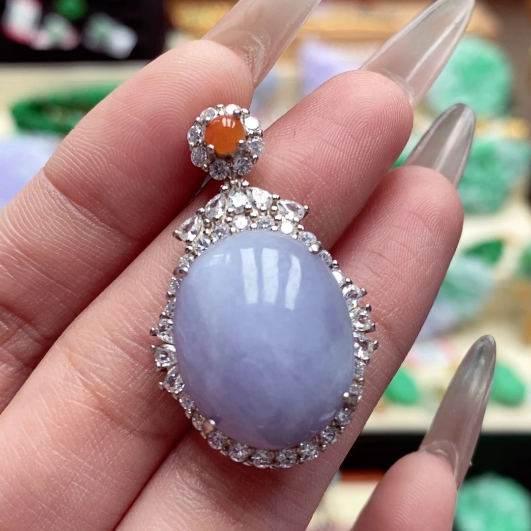 颈饰银S925镶嵌翡翠翡翠吊坠