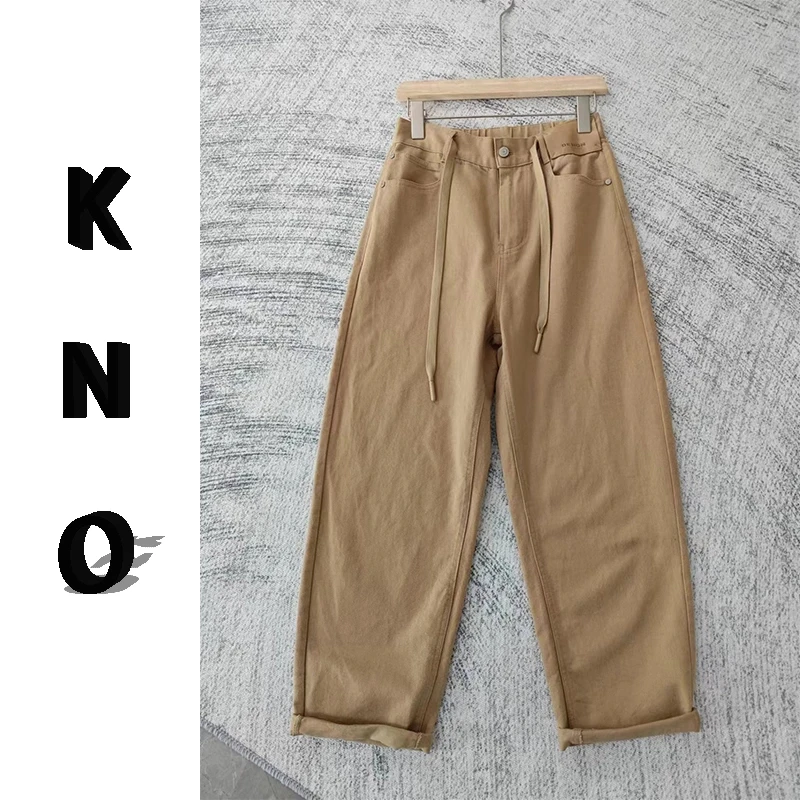 【KNO】夏季新款纯色腰带阔腿裤