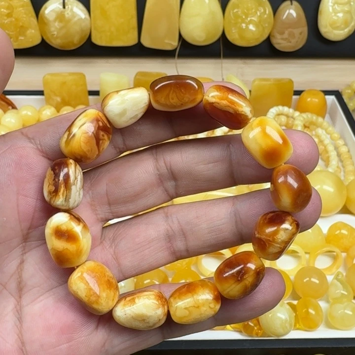 蜜蜡未镶嵌珠宝奇石随形手串