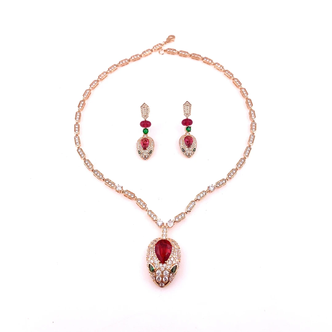 铜合金锆石耳饰 D098时尚气质仙女款蛇形项链