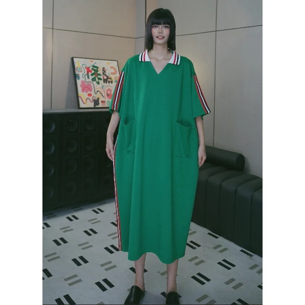 L2638-翻领大码连衣裙气质显瘦宽松休闲时尚休闲