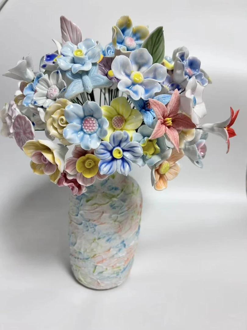 冰淇淋奶油风手工陶瓷花瓶景德镇家居装饰品插花水培摆件