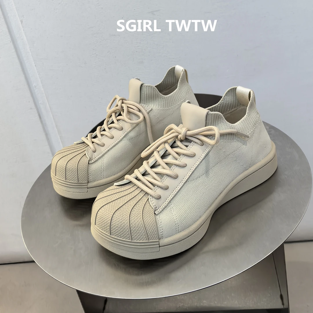 SGIRL TWTW2025年秋季新款超软贝壳头系带厚底时尚休闲鞋老爹鞋女
