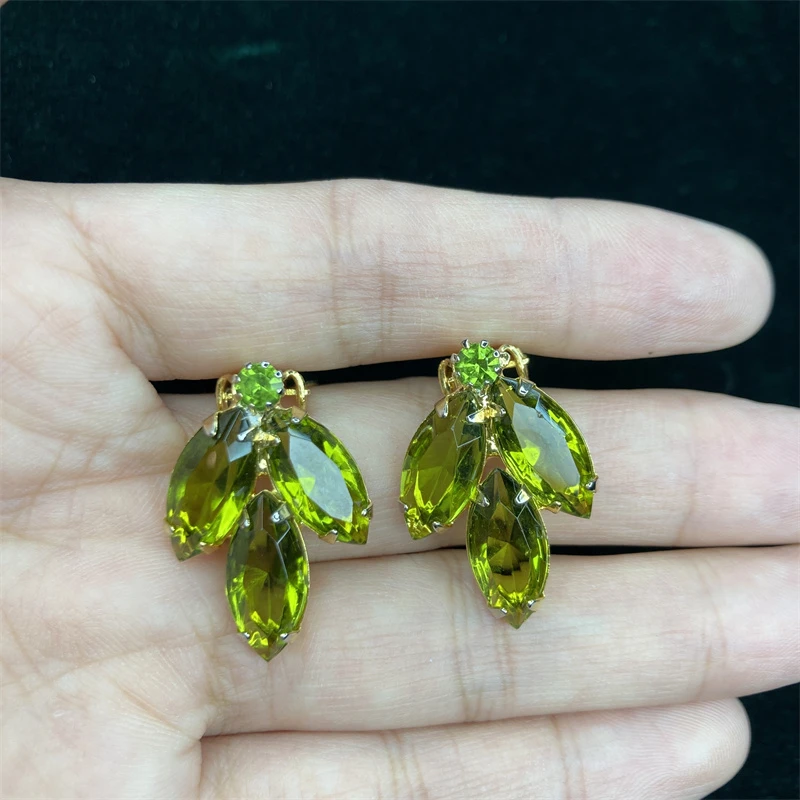 合金耳饰 橄榄绿耳环1-14【2061225-023】