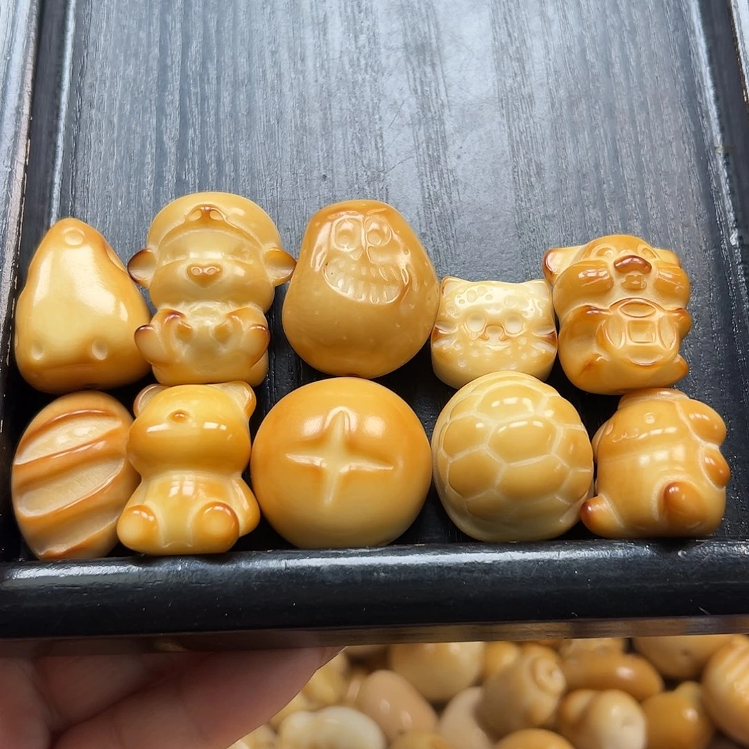手串菩提根/象牙果微瑕炭烧混10颗有裂11号