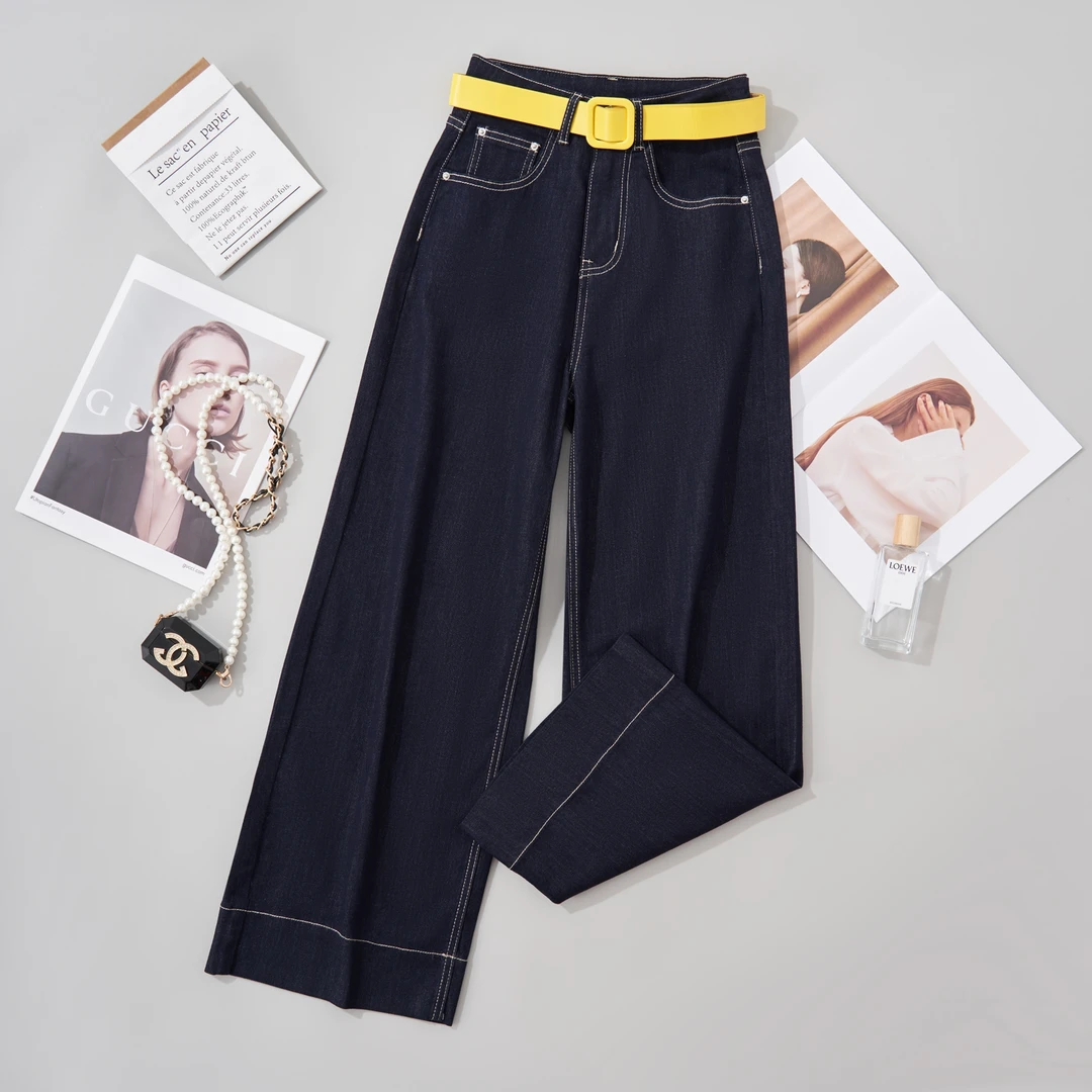2025新款莱赛尔牛仔裤女夏季薄八分高腰垂感小个子直筒宽松裤子