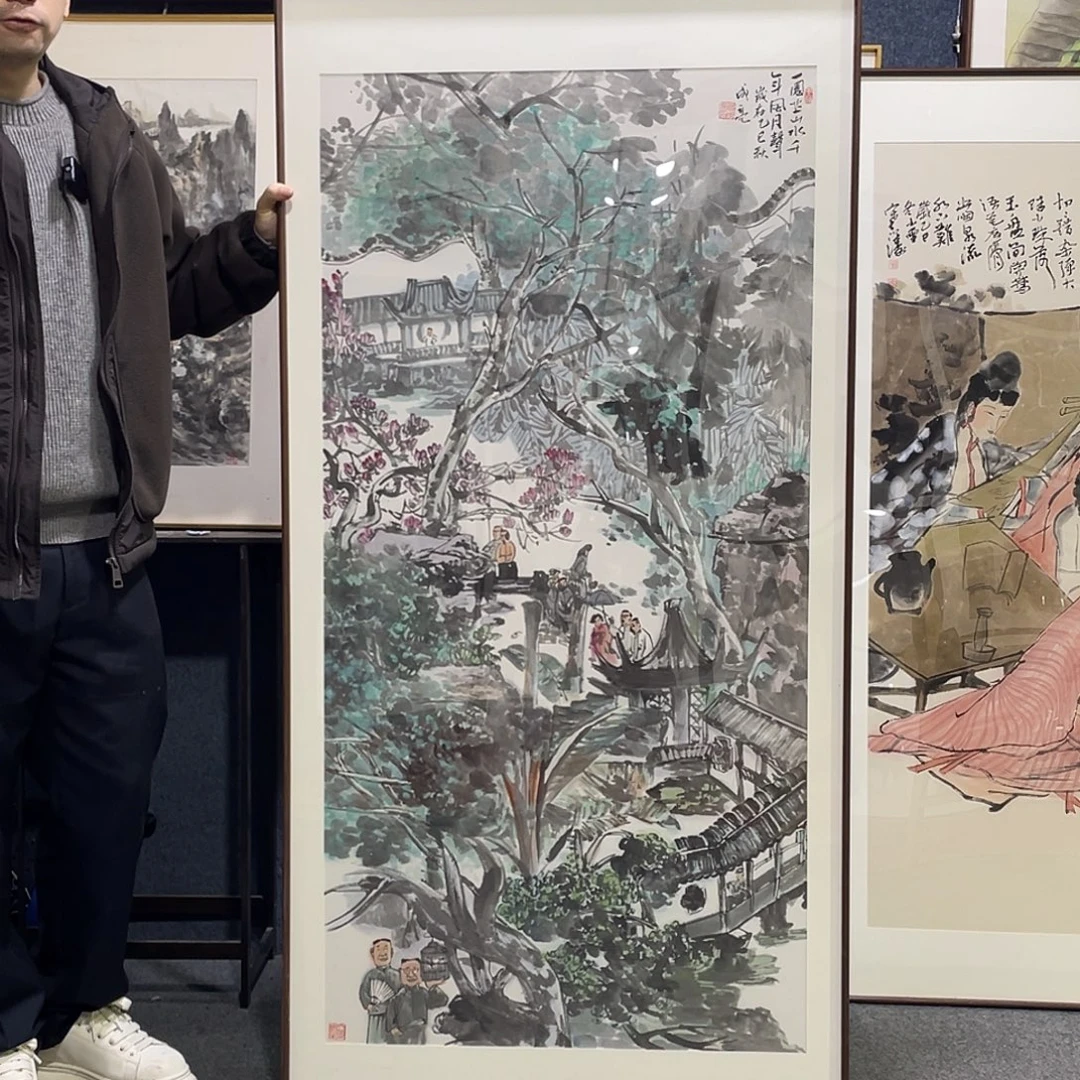国画手绘画作品带框80/160