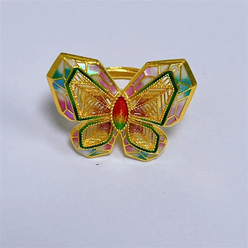 恒宝福【商城推荐】足金999 618好物节古法螺钿自由之碟戒指
