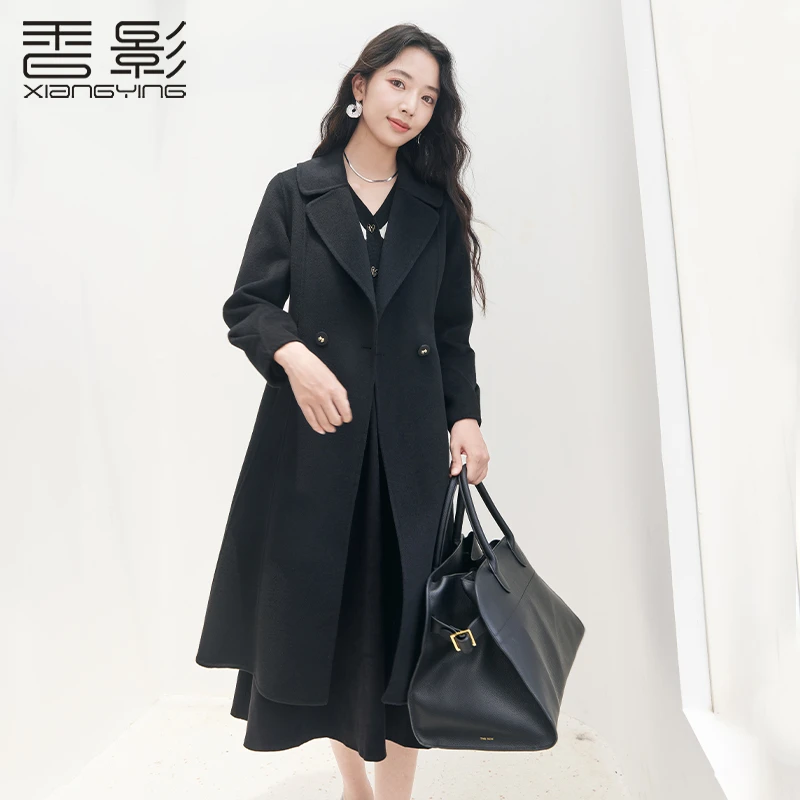 【直播专享】V3093716毛呢外套 香影双面呢大衣女2024冬季新款气