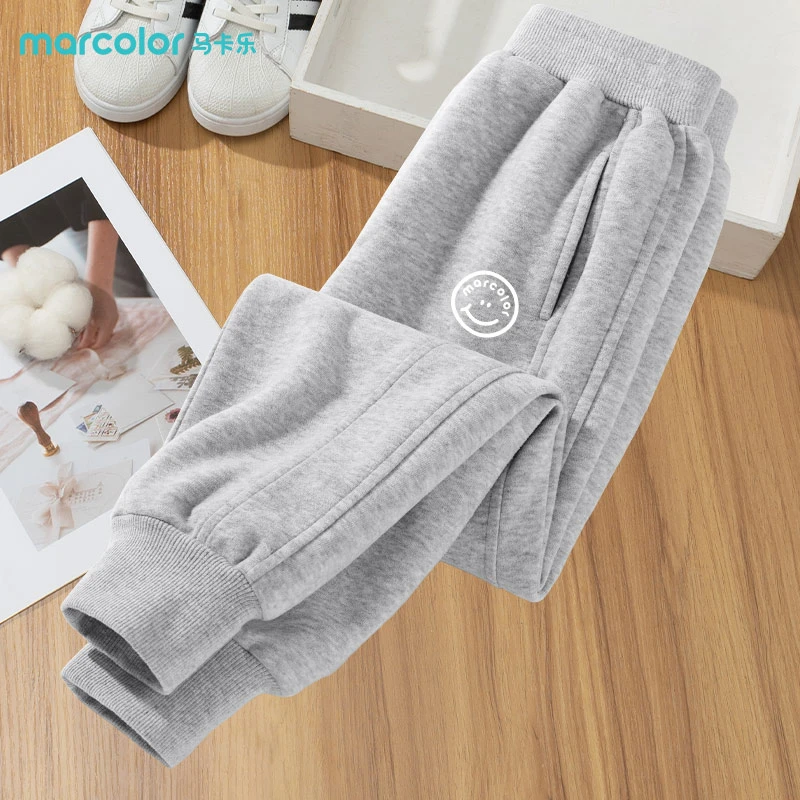 马卡乐童装儿童裤子2026冬季新款大童加绒卫裤男童休闲运动长裤潮