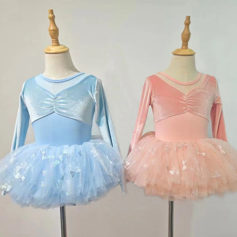 儿童舞蹈服长袖现货新款舞蹈服韩国绒长袖舞蹈服舞蹈练功服中国舞