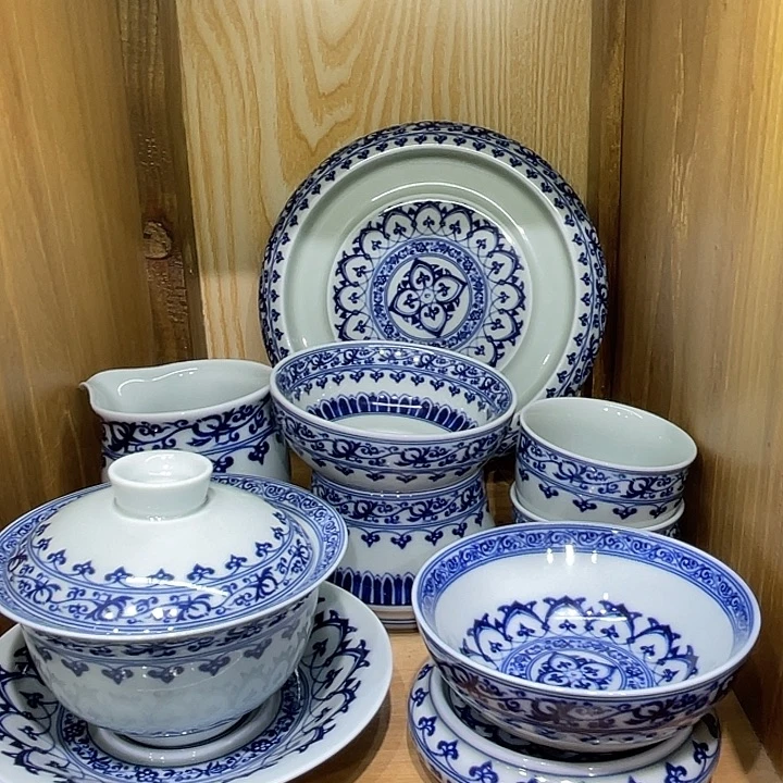 青花宝相8件套茶具