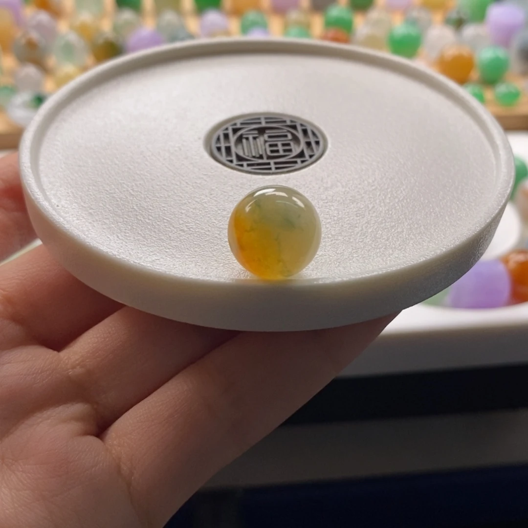 翡翠未镶嵌颈饰黄翡飘花特色圆珠卡12+