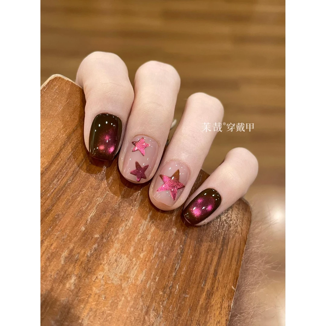 茉哉【千禧甜心】纯手工定制美甲拆卸穿戴甲A5063
