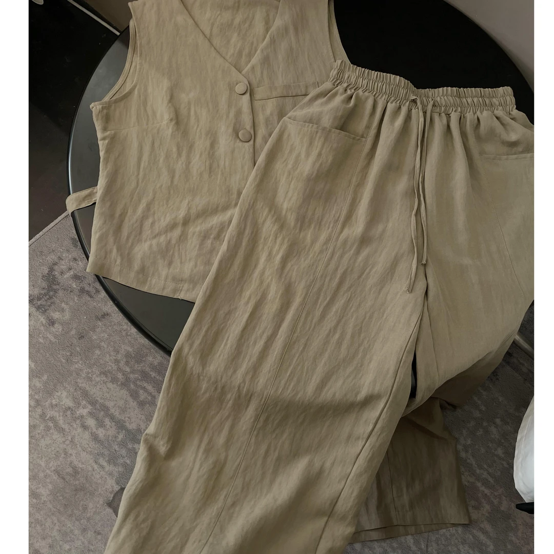 《An ni》【小马人】夏季新品时尚轻薄休闲无袖马甲长裤套装Ani-C233