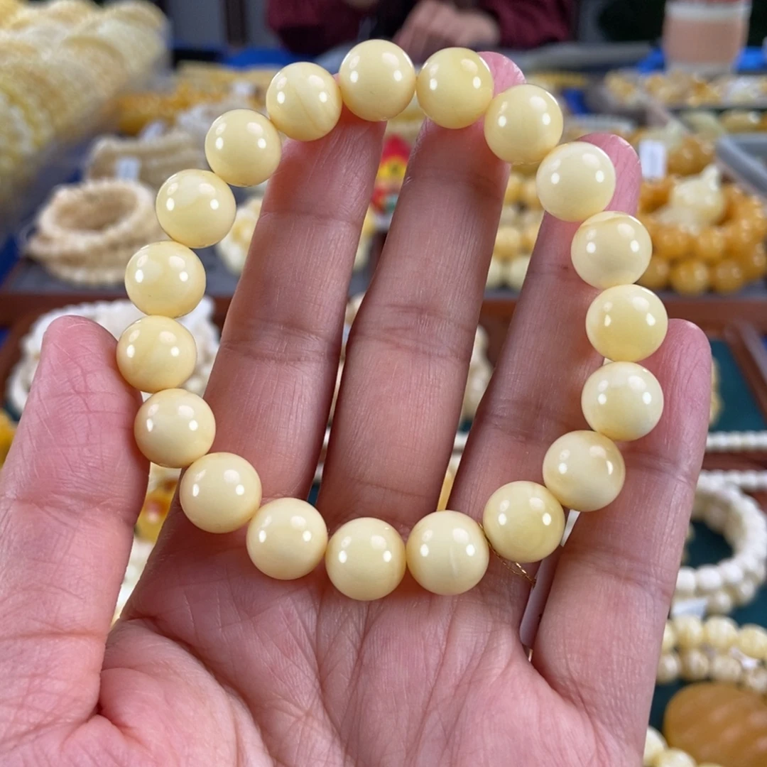 琥珀未镶嵌珠宝奇石11浓蜡圆珠14.38