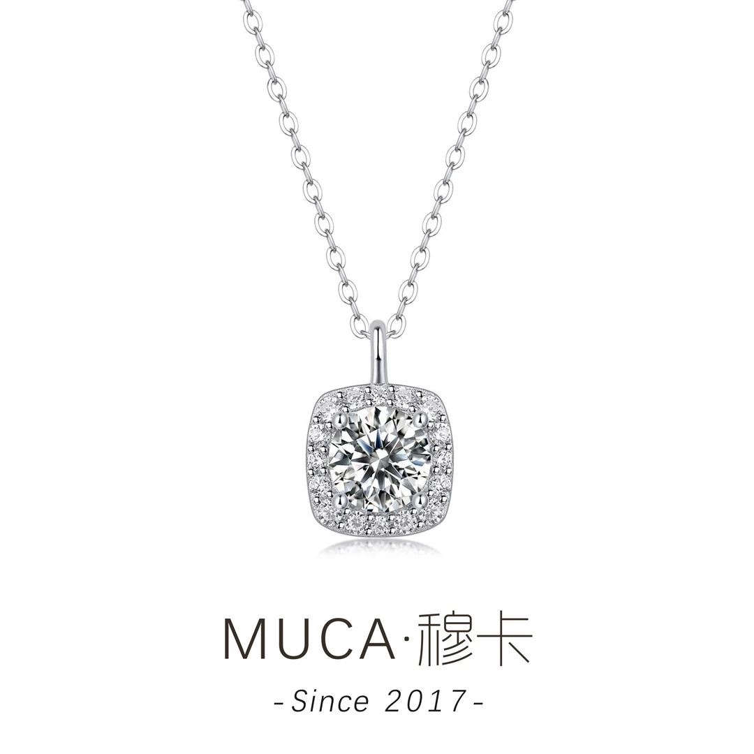 坠链均925银莫桑石 【方糖】精致经典银色锁骨链轻奢项链A1382