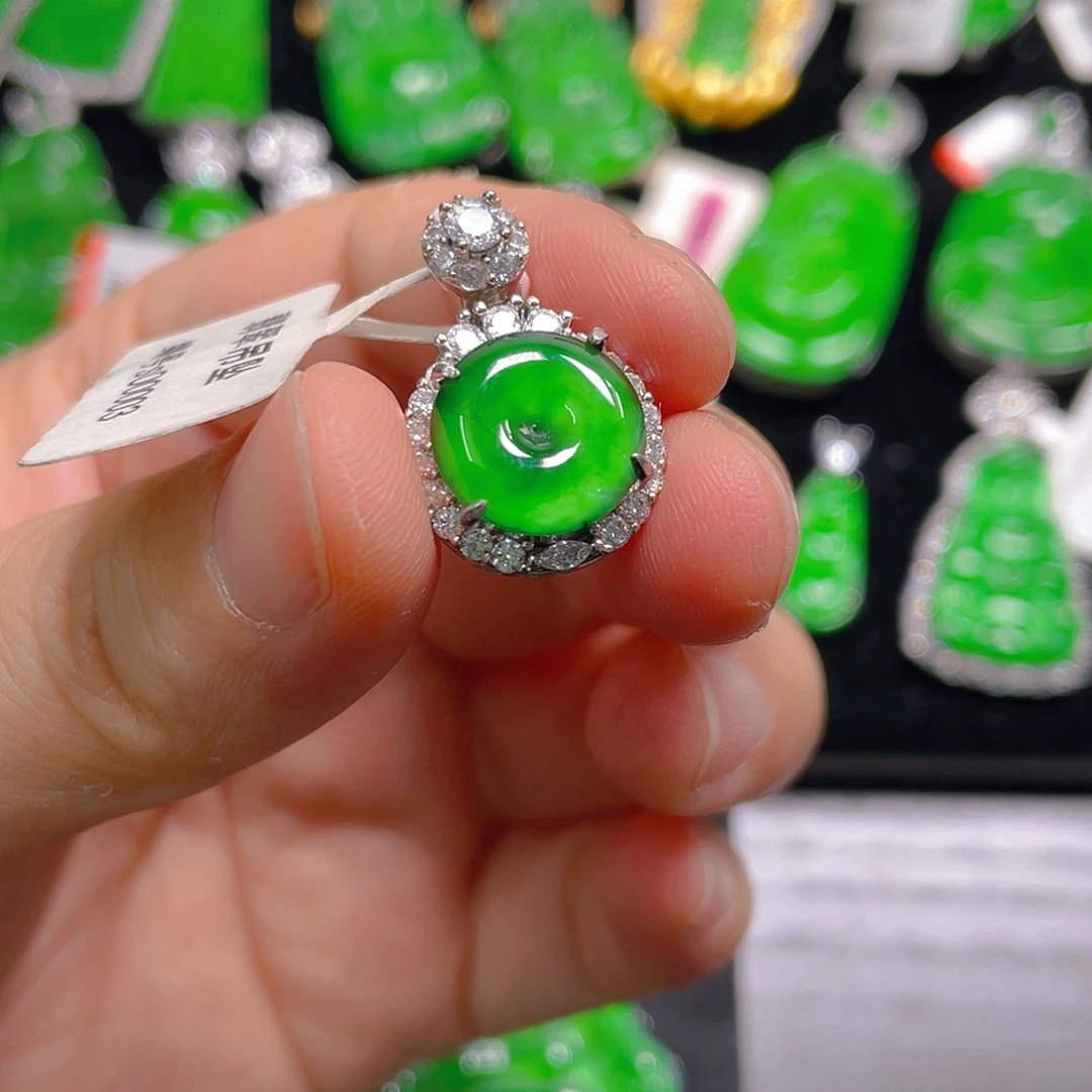 翡翠银S925镶嵌吊坠(不含链)