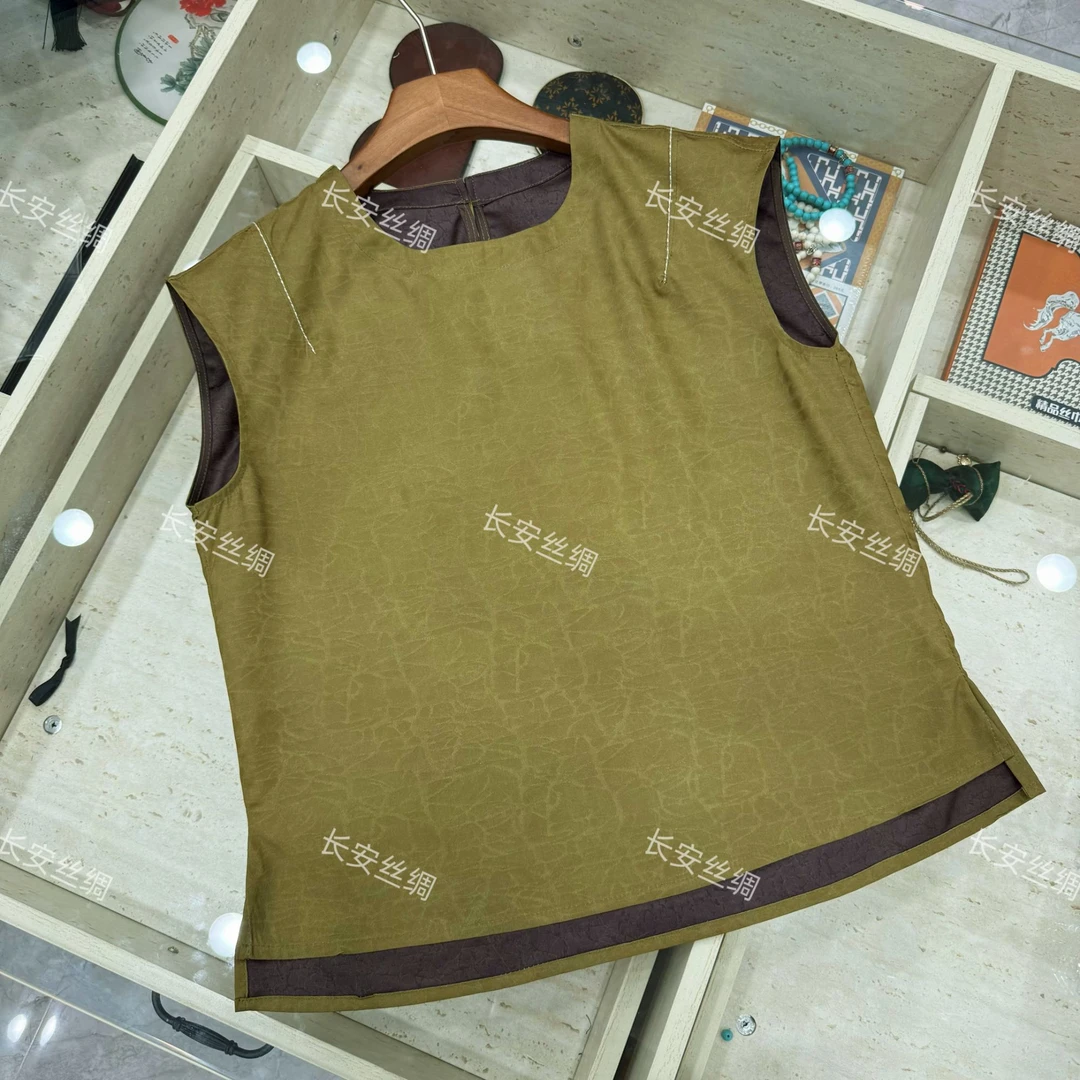 【长安】新中式国风复古龟裂纹气质无袖上衣女FY5081902