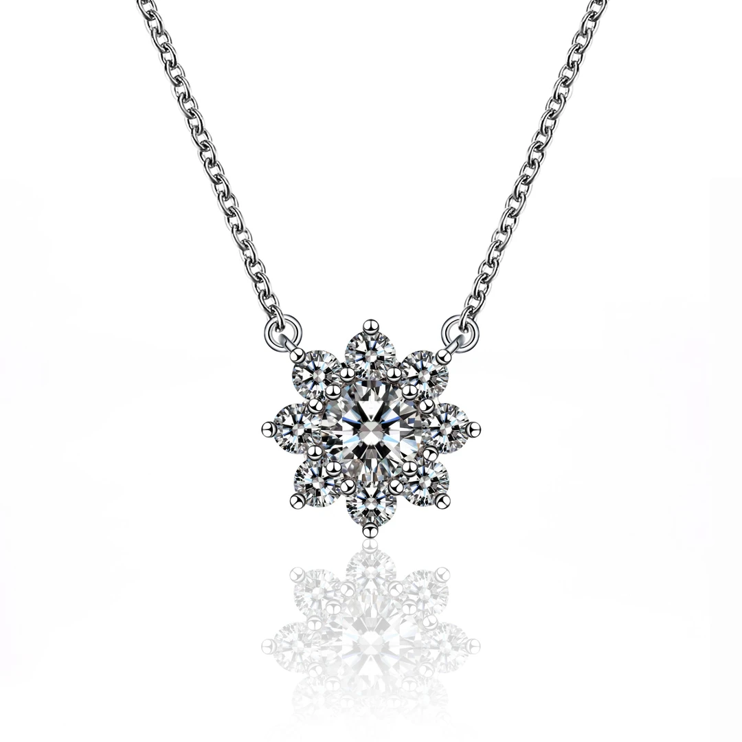 实验室培育钻石pt950实验室培育钻太阳花项链