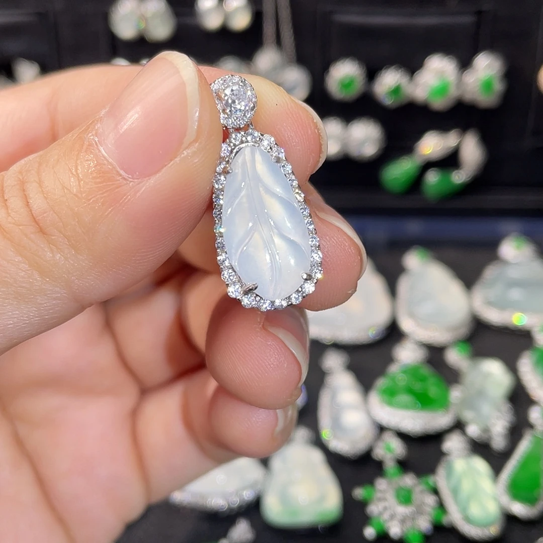 翡翠银S925镶嵌吊坠(不含链)