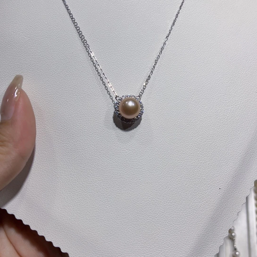 淡水珍珠银S925镶嵌吊坠(赠链)
