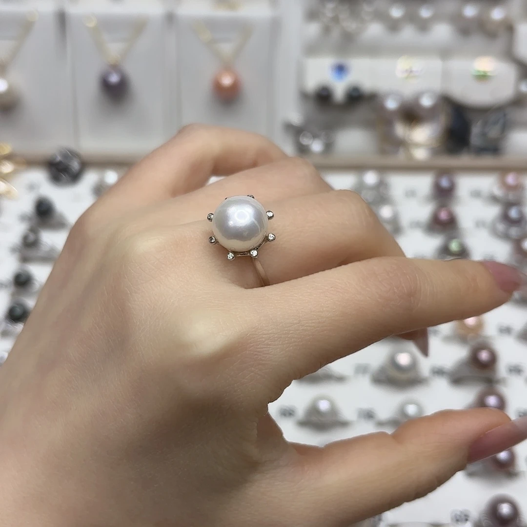 淡水珍珠戒指银S925镶嵌