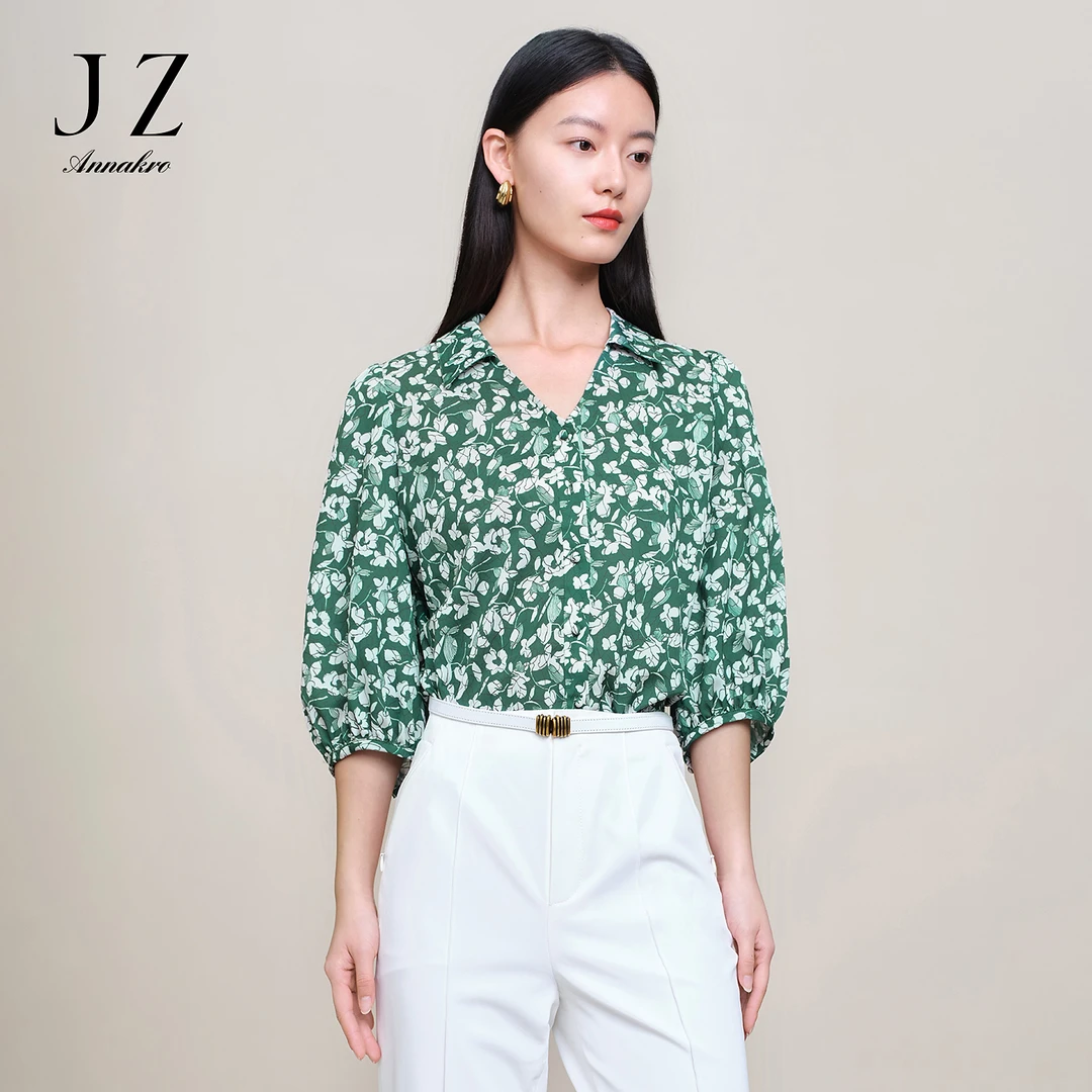 商场同款JZ玖姿衬衫清新高级女装夏季新款上衣JWDC60201