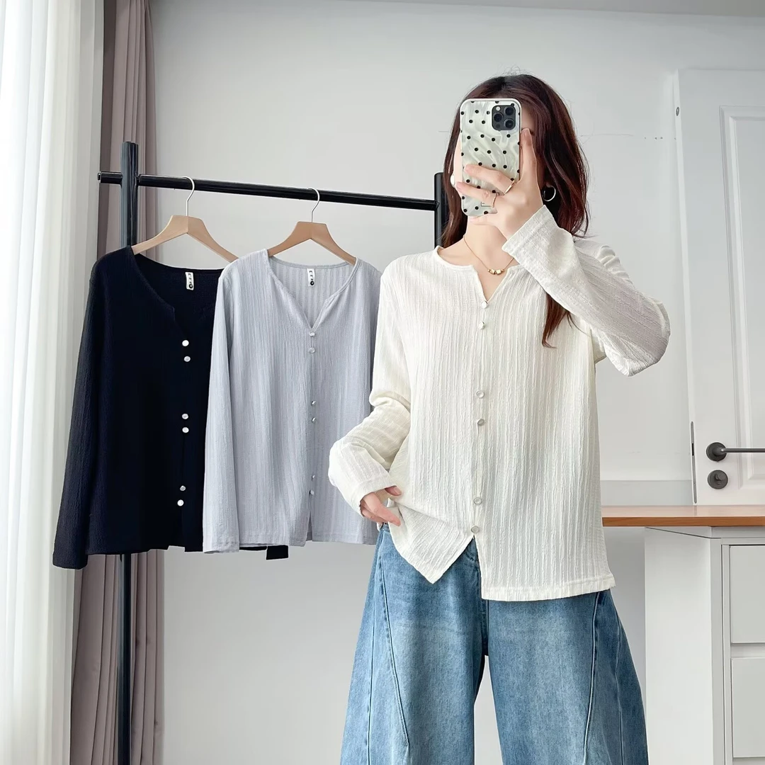 遮肚子百搭2025秋季新款法式简约时尚微胖mm大码女装整件T恤衫