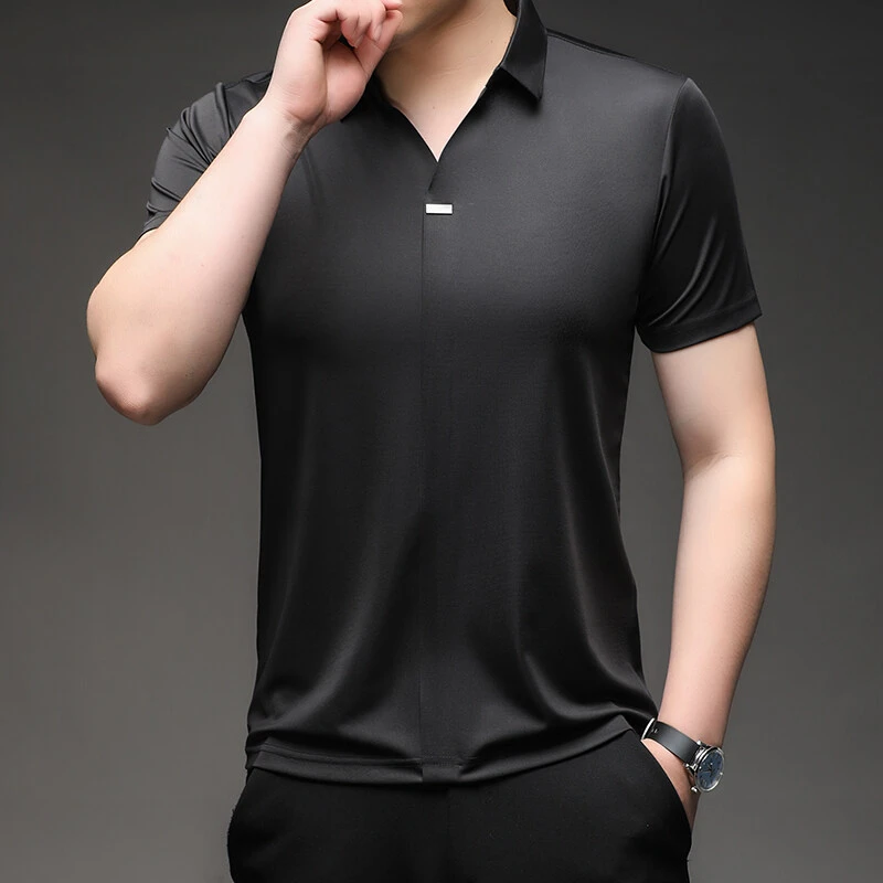 森铂夏季新款男士轻薄透气Polo衫纯色冰丝凉感休闲polo男短袖8730