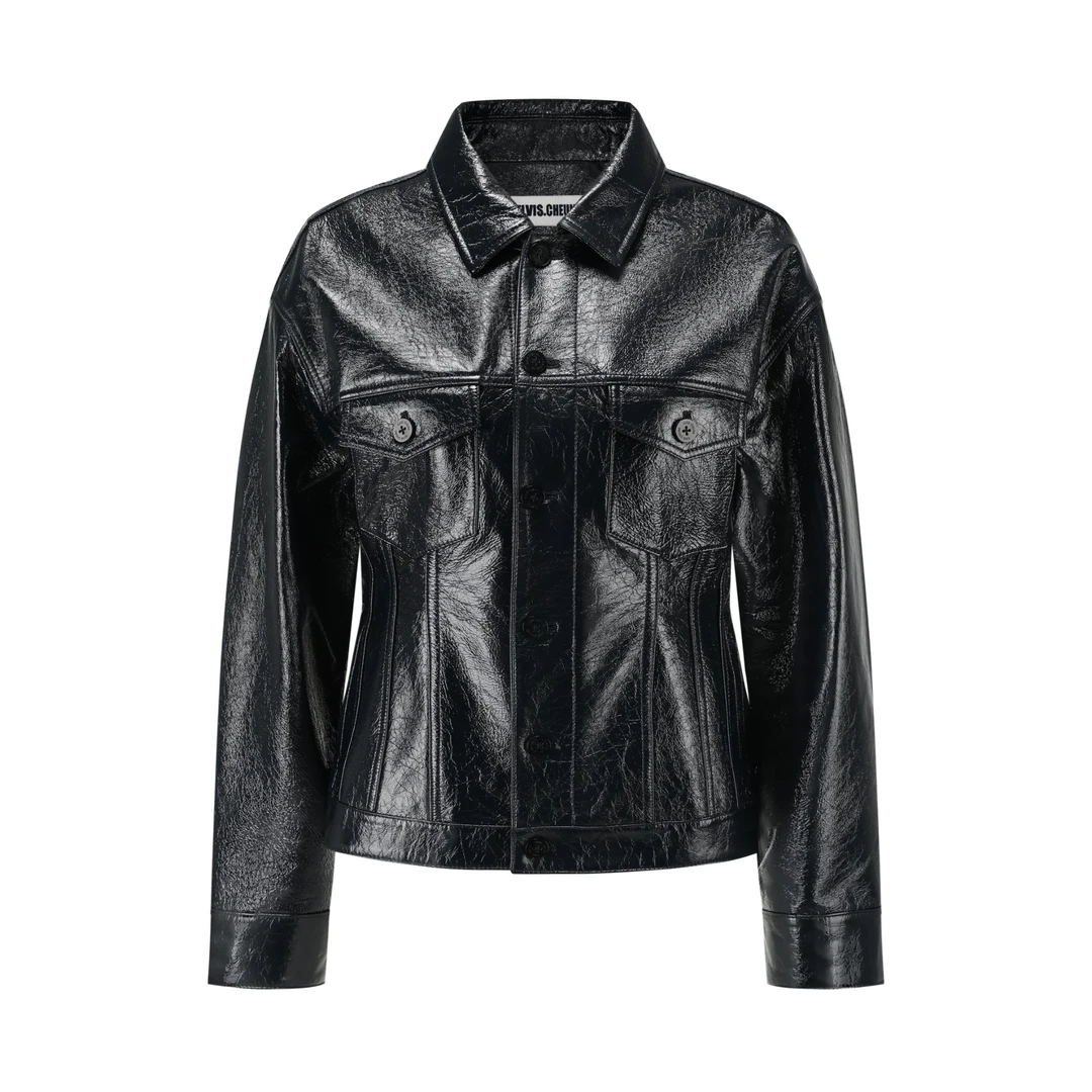 ELVIS.CHEUNG蒋云開運25春夏新品真皮“X”型短外套