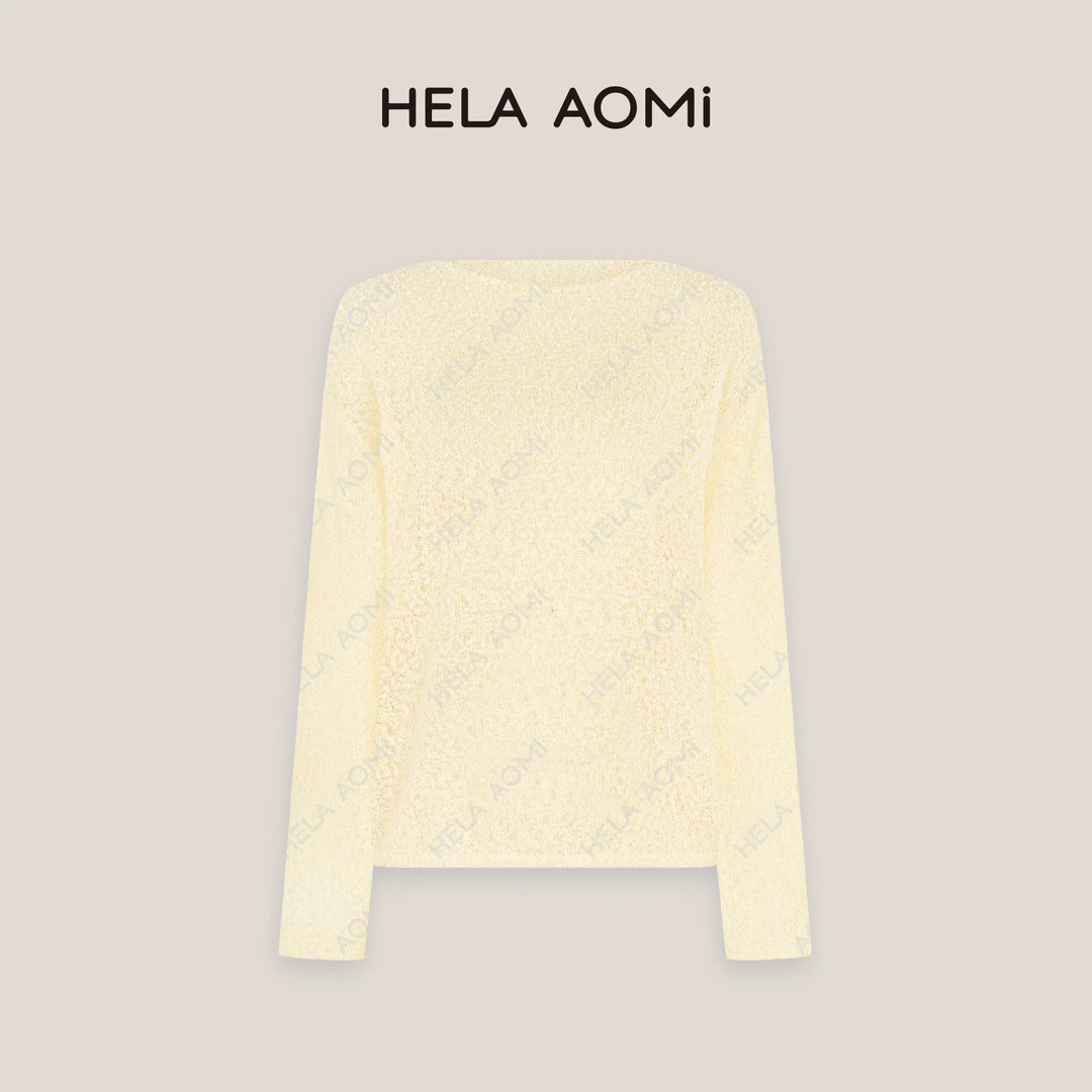 HELA AOMI“鱼子酱系列”绵羊毛100%松弛感豆豆花式纱线廓形针织衫