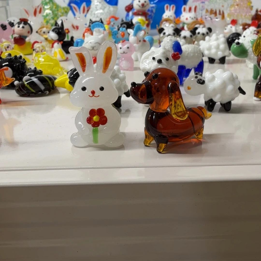 疯***人手工艺品琉璃小兔小狗