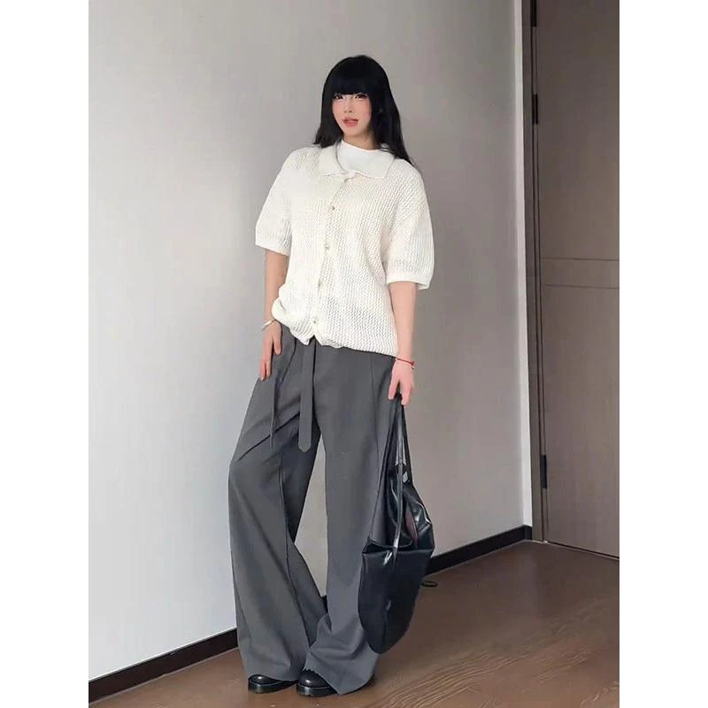 SUBTRACTIONOF美式绑带西裤男女设计感高知夏季休闲拖地裤子垂感