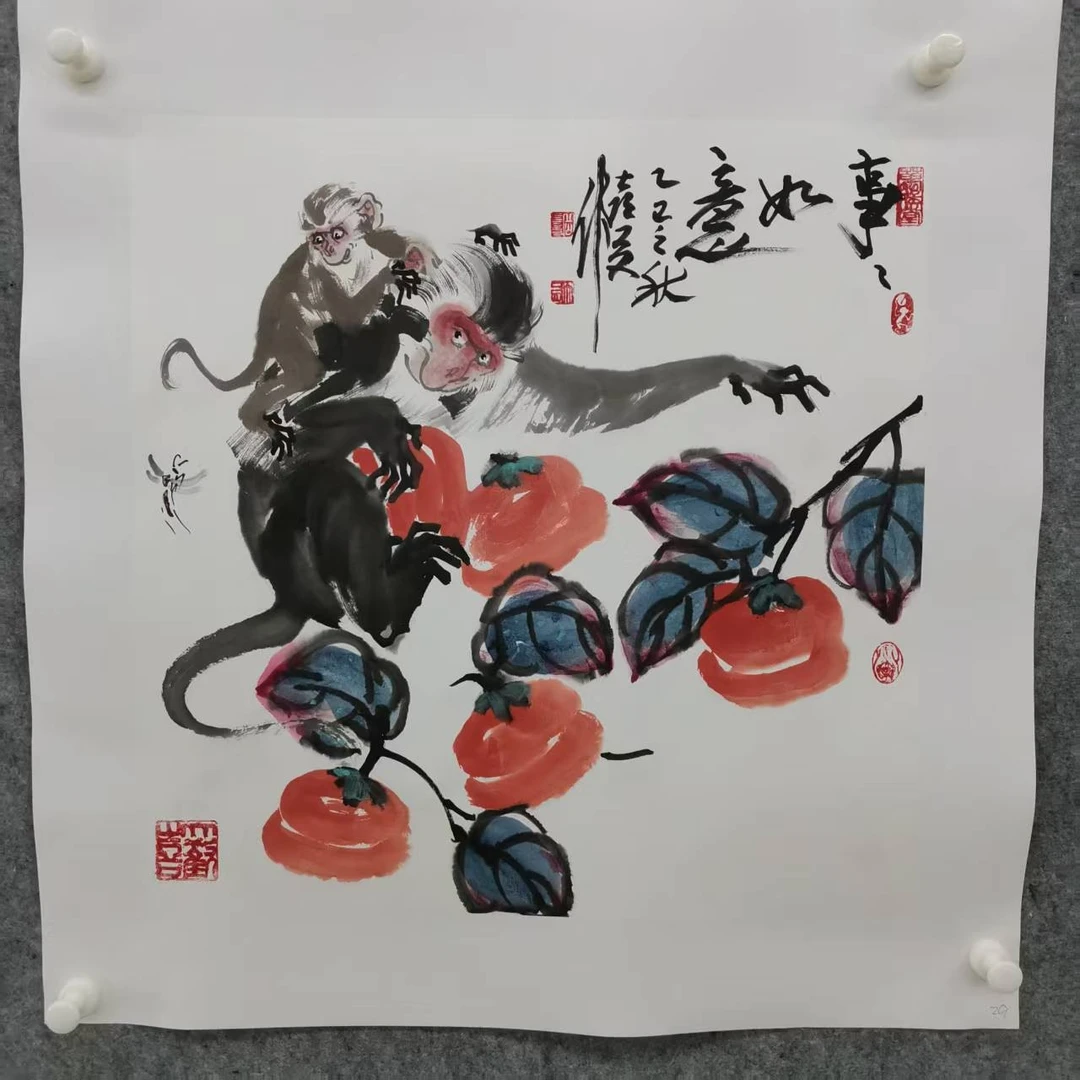 锦泉斋岳喜友亲笔手绘50*50国画作品yxy29